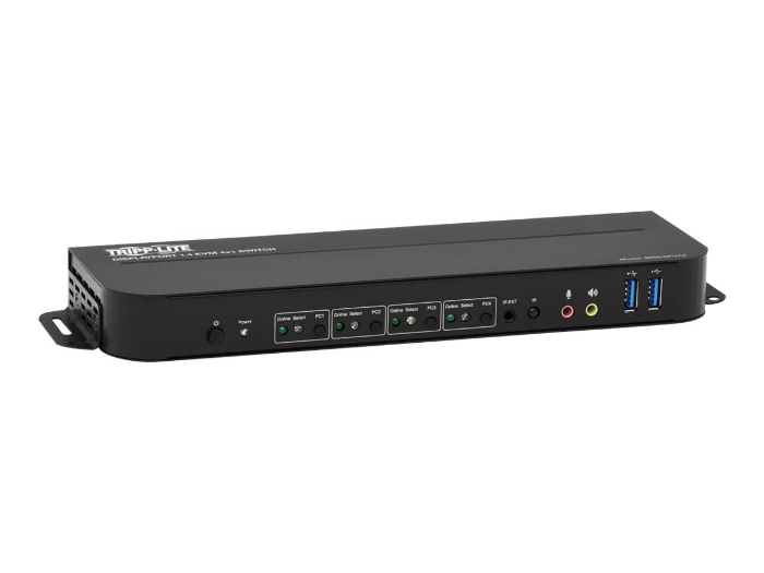 Bild på Eaton Tripp Lite series 4-Port DisplayPort KVM with Dual Console Ports (DP and HDMI), 4K 60Hz 4:4:4, DP1.4 with IR Remote
