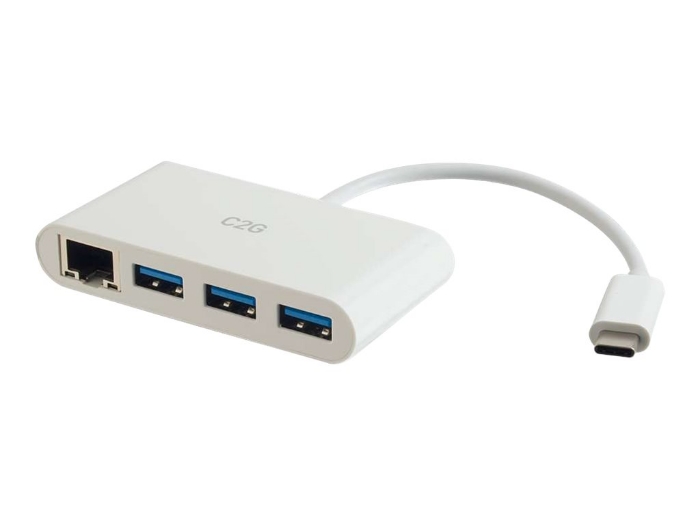 Bild på C2G USB C Ethernet and 3 Port USB Hub White