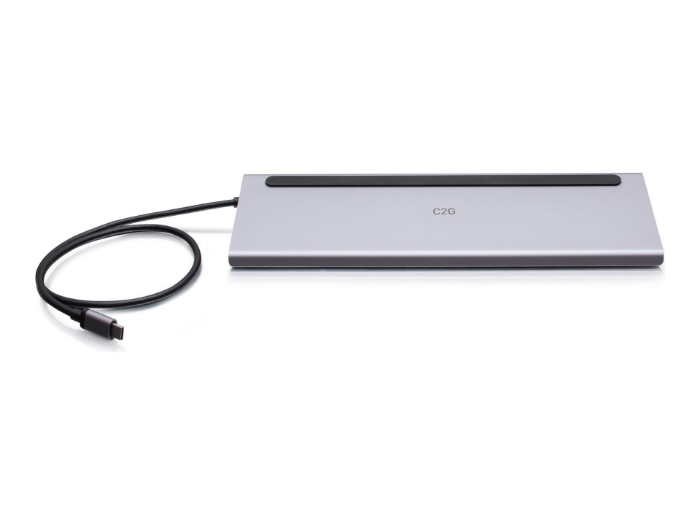 Bild på C2G USB-C 10-in-1 Triple Display Docking Station with HDMI, DisplayPort, VGA, Ethernet, USB, SD Card Reader, 3.5mm Audio and Power Delivery up to 100W
