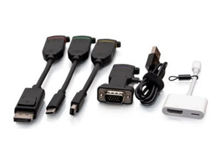 Bild på C2G Universal 4K HDMI Dongle Adapter Ring with Color Coded Mini DisplayPort, DisplayPort, USB-C, Lightning, and VGA